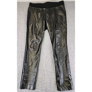 Lauren Ralph Lauren Women Faux Leather Leggings 14 Black Front Ponte Pleather